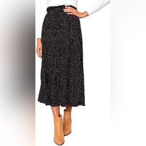 Women’s High Waist Polka Dot Pleated Midi Skirt with Pockets - Size Small